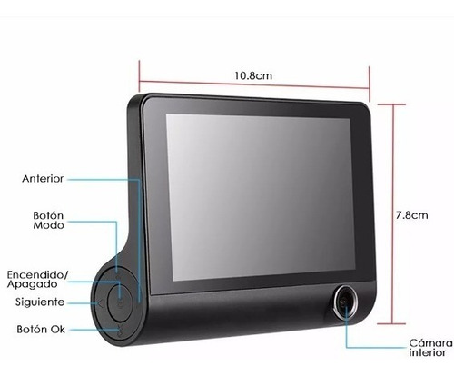 Imagen 6 de 8 de Video Camara Dvr Para Carro 3 Lentes Frontal Reversa Interno