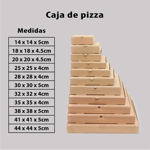 Imagen 7 de 7 de 50 Cajas Para Pizza 14x14x5cms Carton Microcorrugado Kraft