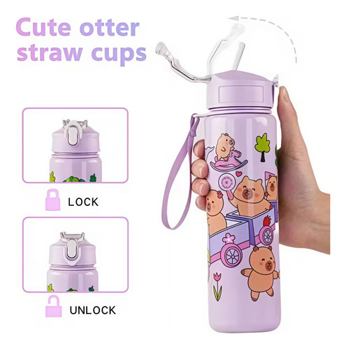 Vaso De Agua Deportivo Con Diseño De Capibara Con Pajita Y C