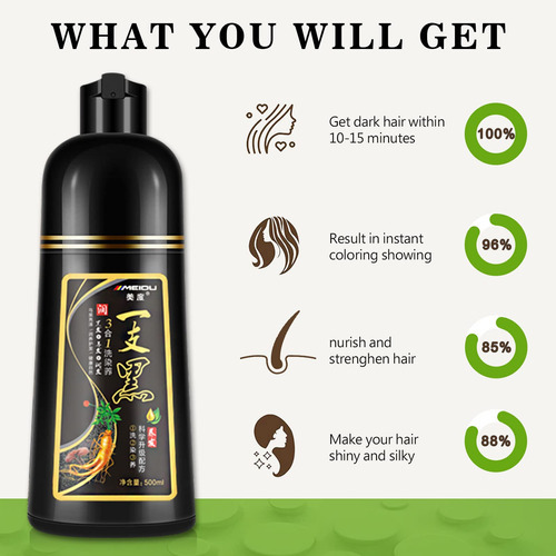 Champ De Cabello Negro Instantneo Contiene Ingredientes Natu