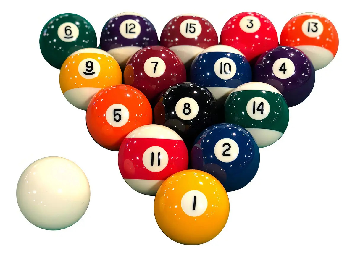 Jogo De Bolas De Bilhar / Sinuca 54mm Númeradas Faixadas