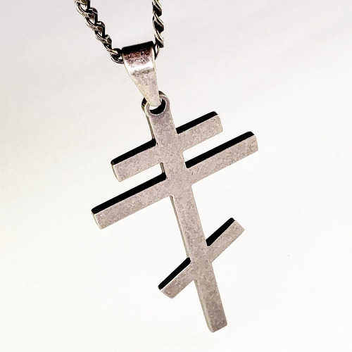L Colar Com Pingente De Cruz Ortodoxa, Crucifixo Russo, Aço