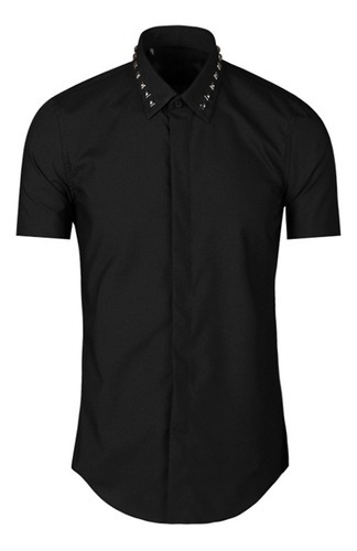 Camisa De Seda Con Remaches Metálicos Bordados Para Hombre