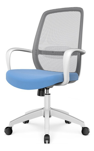 Silla Oficina Ergonómica Cómoda Deli Secretarial Giratoria Color Azul Material Del Tapizado Malla Elástica