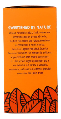 Sweetleaf Monk Fruit Edulcorante Orgánico En Gránulos 80 Paq