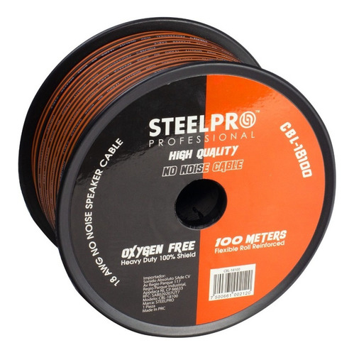 Imagen 1 de 4 de Rollo De Cable Duplex Para Bocina 18 Awg 100m- Steelpro