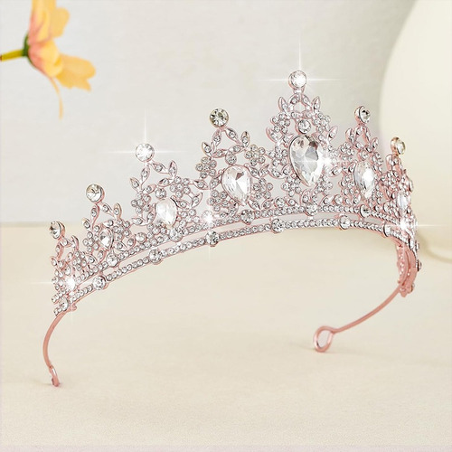 Tocado Novia Tiara Corona Mujer Xv Años Collar Y Aretes 3pcs