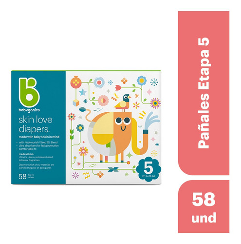 Babyganics, Pañales Etapa 5, 58 Unidades