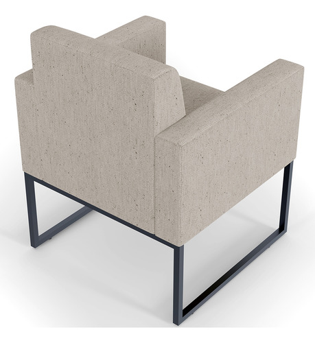 Kit 02 Poltronas Decorativas para Sala Recepção Base Fixa De Metal Helô L02 Linho Bege