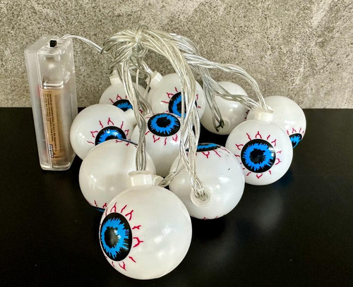 Decoración Halloween Luces De Ojos De Baterías Pack 2pzs