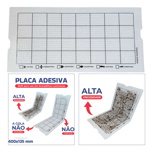 50 Peças Refil 400x135mm Armadilha Pega Mata Mosca Mosquito 