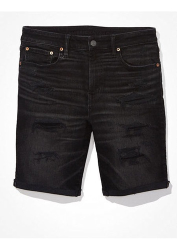 Ae Airflex+ Denim Short De 9 Pulgadas Black Destroy