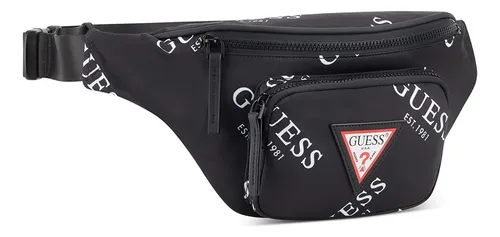  GUESS Riñonera con cinta con logotipo, Negro - : GUESS Factory:  Ropa, Zapatos y Joyería