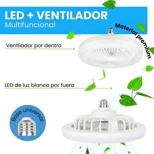 Ventilador De Techo Con Lámpara De Luz Led 1 Tono Blanco Frío 1 Velocidad Con Control Remoto Marca Dosyu 30 Watts