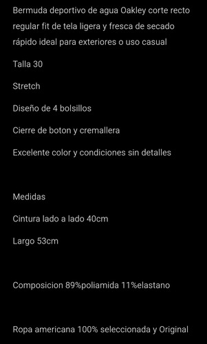 Short Oakley Regular Fit Stretch 30 Estilo Acuático (Usado)