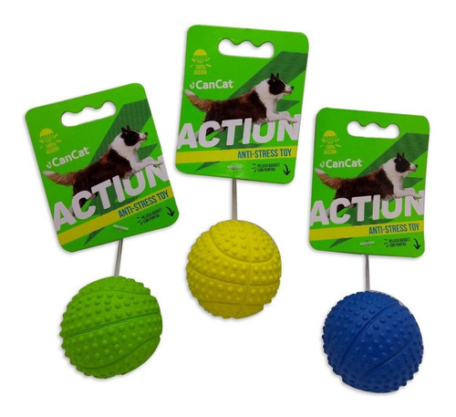 Juguete Para Perro Pelota Basket Con Puntas Anti Stress Color Verde