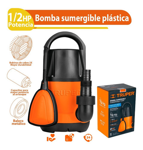 Bomba Sumergible Plastica Para Agua Limpia 1/2 Truper 12601