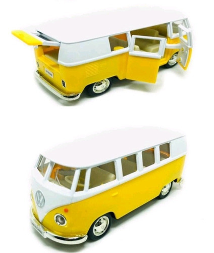 Miniatura Kombi T1 Transporte Volkswagen Amarela Escala 1/32