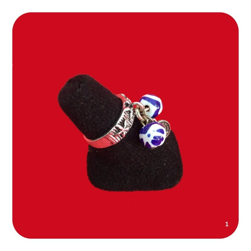 Imagen 3 de 4 de Anillo Azul Chico De Talavera Poblana Y Pewter M1 Jyr