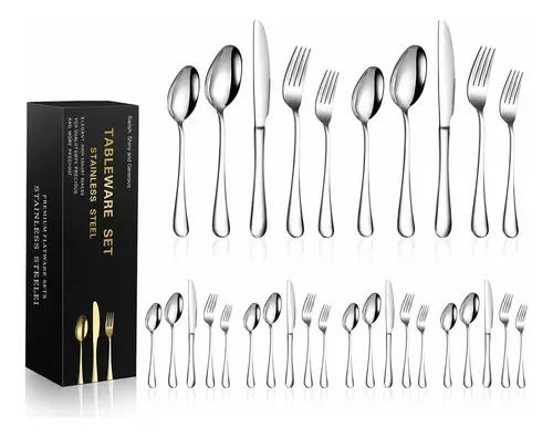 30 Peças Kit Jogos De Talheres Garfo E Faca Inox Prateado