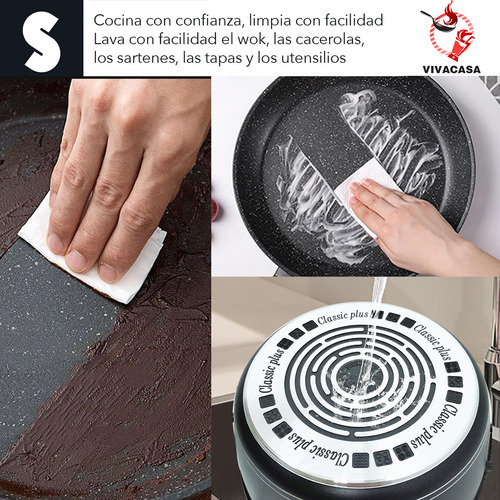 Batería De Cocina Vivacasa Juego De 12 Sartenes Medical Stone Ollas Sartenes Con Utensilios De Cocina Antiadherentes De Inducción Antiadherente Duradero Fácill Limpieza Calor Uniforme Sin Pfoa Negro