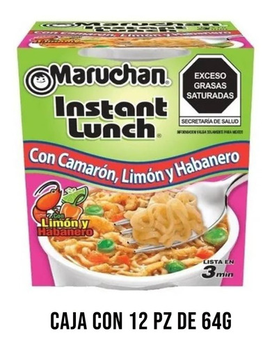 Maruchan Camarón + Limón Y Chile Habanero 64 Gr 12 Pack