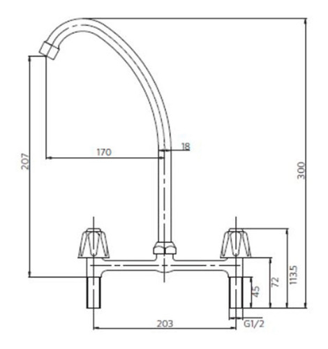 Imagen 2 de 2 de Grifo mezclador doble comando Stretto New Isabella 20NI10030 cromo acabado cromado