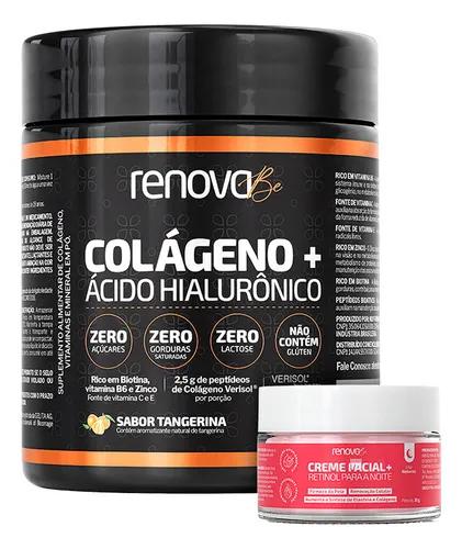 Colágeno + Ácido Hialurônico Sabor Tangerina Renova Be Colágeno H...