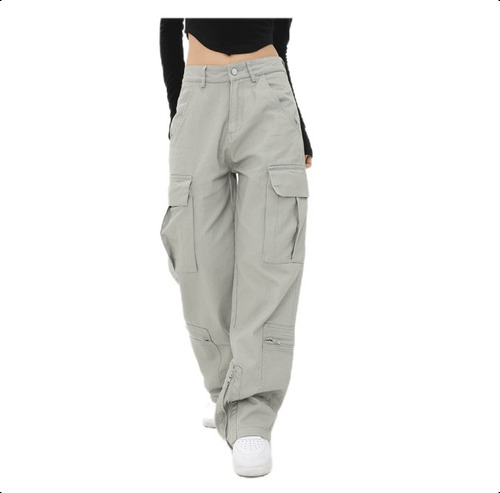 Pantalones Cargo Rectos Multibolsillos Tridimensionales