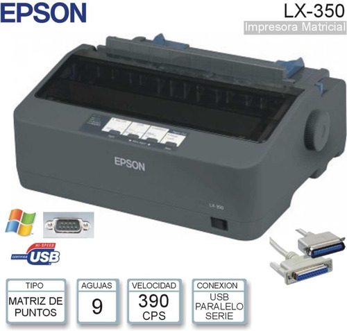 Imagen 2 de 8 de Impresora Epson Lx-350 Matriz De Punto - Usb - 9 Agujas