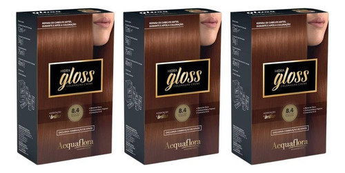 Coloraçao Acquaflora Hidra Gloss 8.4 Louro Cl Acob-kit C/3un