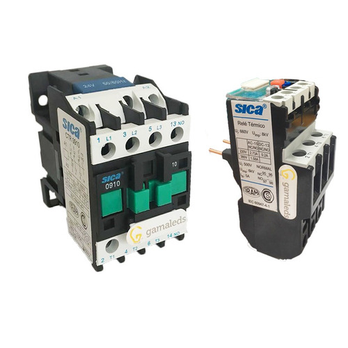 Contactor Tripolar 9a 220v/24v + Relevo Termico 9-13a Sica