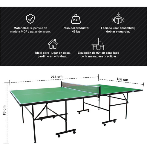Mesa De Ping Pong Plegable Avanzada Verde