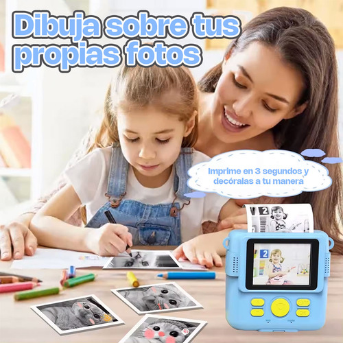Cámara Instantánea Para Niños Con Impresora Incluye Rollos Y Sd