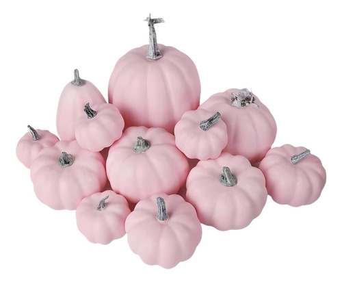 12 Piezas De Calabazas Artificiales Rosas De Halloween De