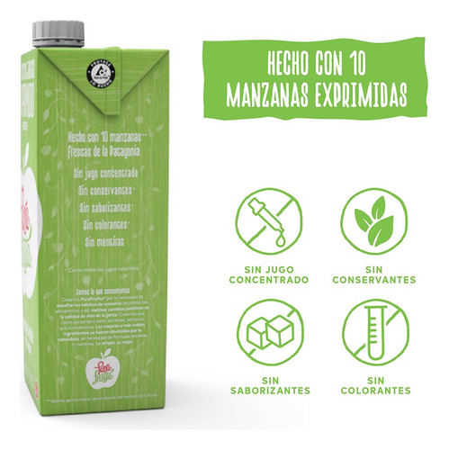Jugo 100% Exprimido Manzana Verde X1l Pack X 8 - Pura Frutta