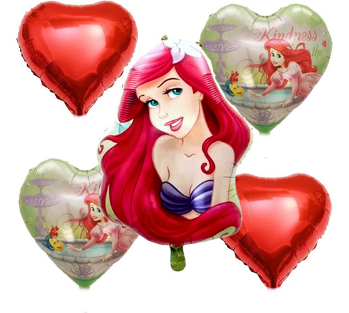 Set Globos Sirenita Cabeza 5 Pzas