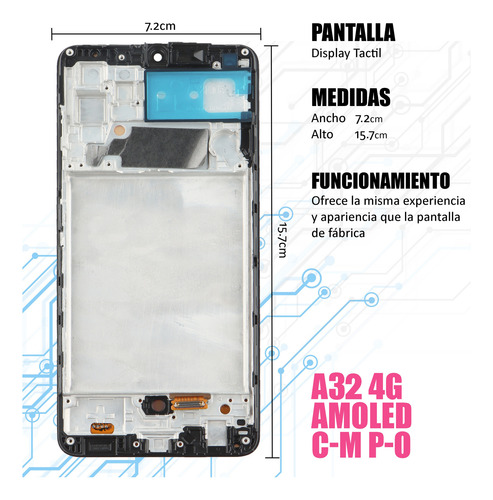Pantalla Display Táctil Para Samsung A32 4g Amoled Con Marco Negro