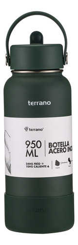 Botella Térmica Terrano 950ml. C/pico. Y Accesorios Color Verde Oscuro