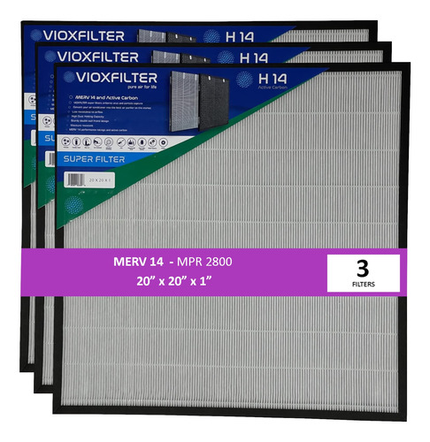 3 Filtro Aire Para Horno Ca Plisado Merv 14 20 X 1 Carbon Al