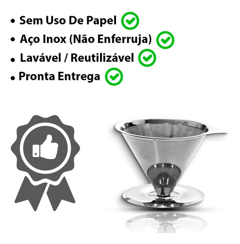 Imagem 6 de 7 de Coador Filtro Café Reutilizável Inox Pequeno Sem Filtro 101
