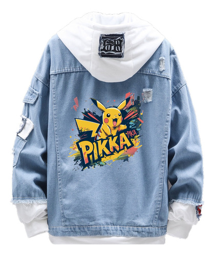 Chamarra De Mezclilla Casual Pikachu Cos Pikachu Cute