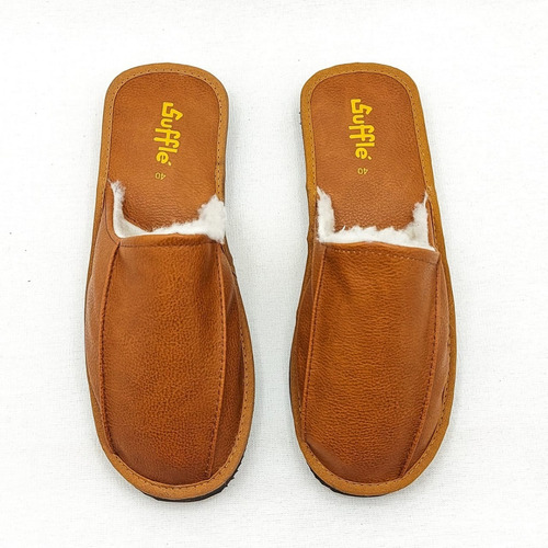 Imagen 2 de 3 de Pantuflas Chinela Hombre Papa Goma Con Corderito Suffle 170