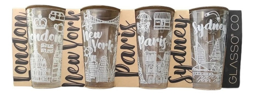 Set De 4 Vasos City Colletion Glasso 475 Ml