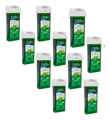 Cera Depilatória Roll On Hortela Kit 10x140g Depilar Coxas