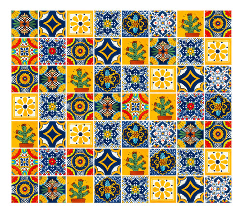 Azulejo De Talavera Coloridos 56 Piezas 10cmx10cm Barnizado