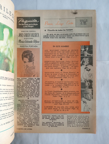 Paquita. La Revista De La Mujer Y Del Hogar. No. 1914 (Usado)