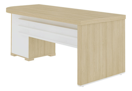Mesa Escritório Gavetas Lado Direito Corp Carvalho/branco Cor Marrom