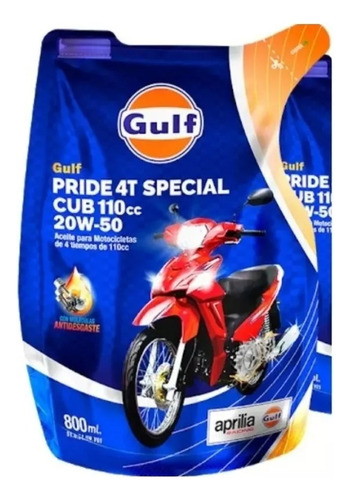 Gulf Pride 4t 20w50 Special Cub 110cc Caja Por 16 Unid 800cc