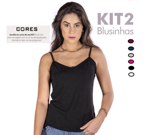 Imagem 8 de 10 de Kit 2un Regata Básica Viscolycra, Feminina Moda Blogueira
